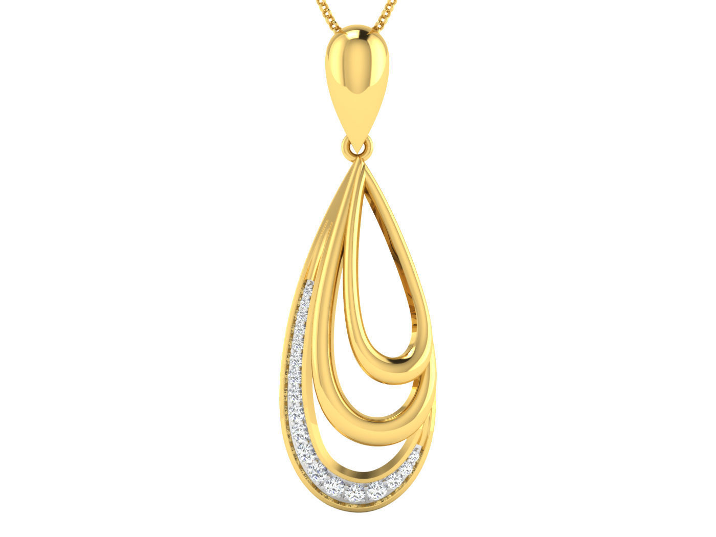 AFP00088 diamond pendant gold 3D print model_4