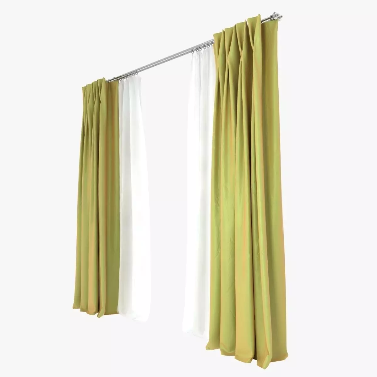 Double Pinch Pleat Curtains 3D model_0