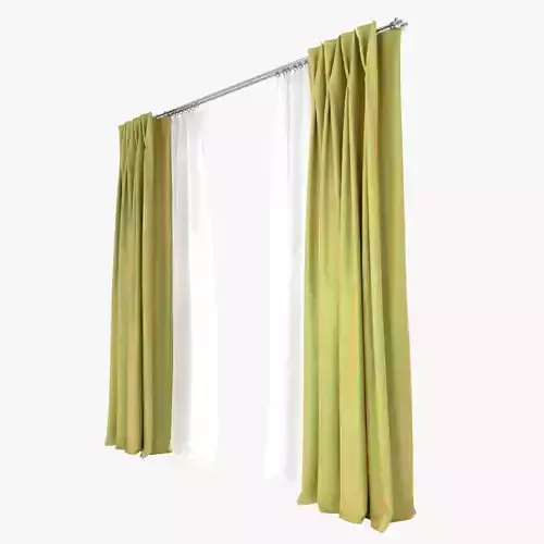 Double Pinch Pleat Curtains 3D model