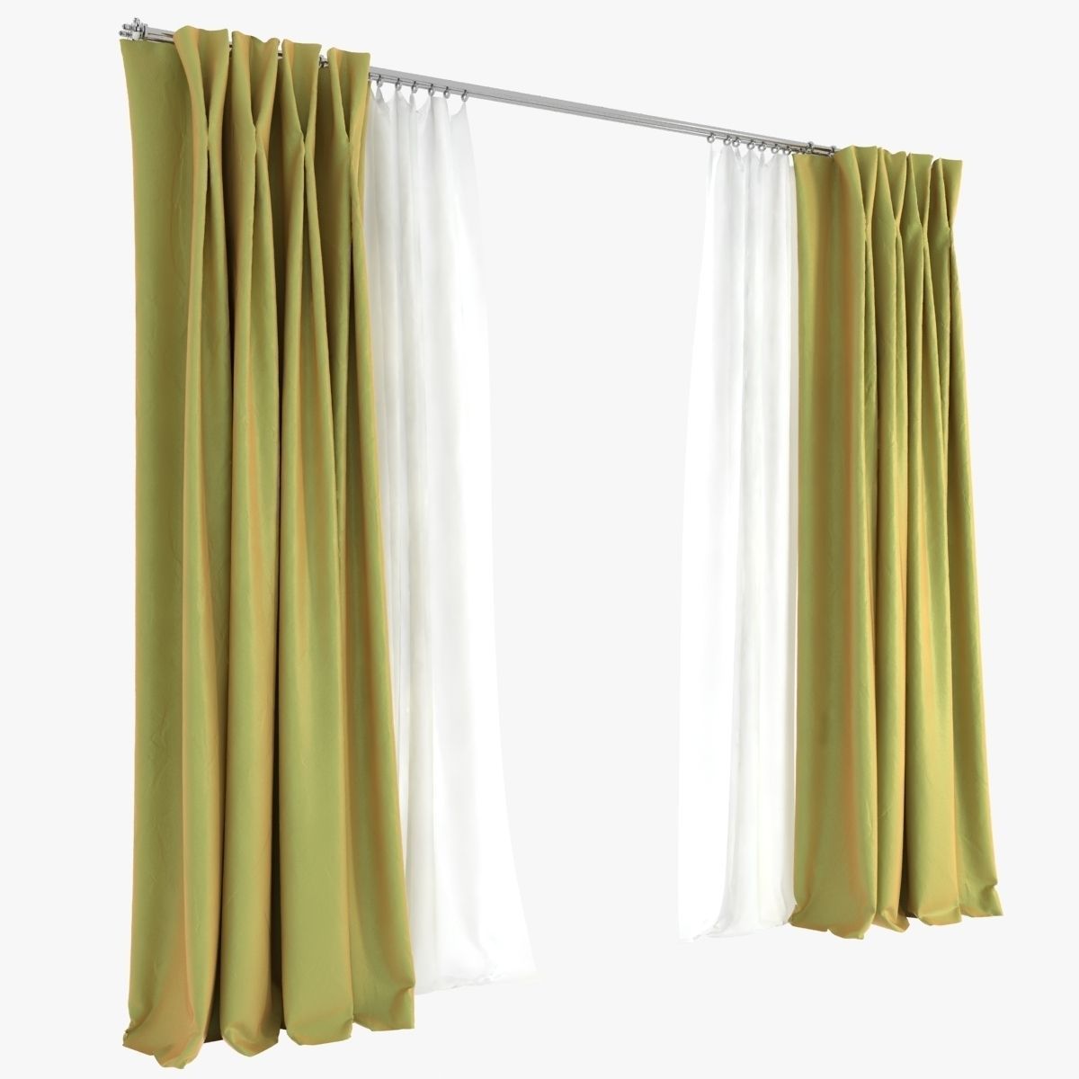 Double Pinch Pleat Curtains 3D model_3