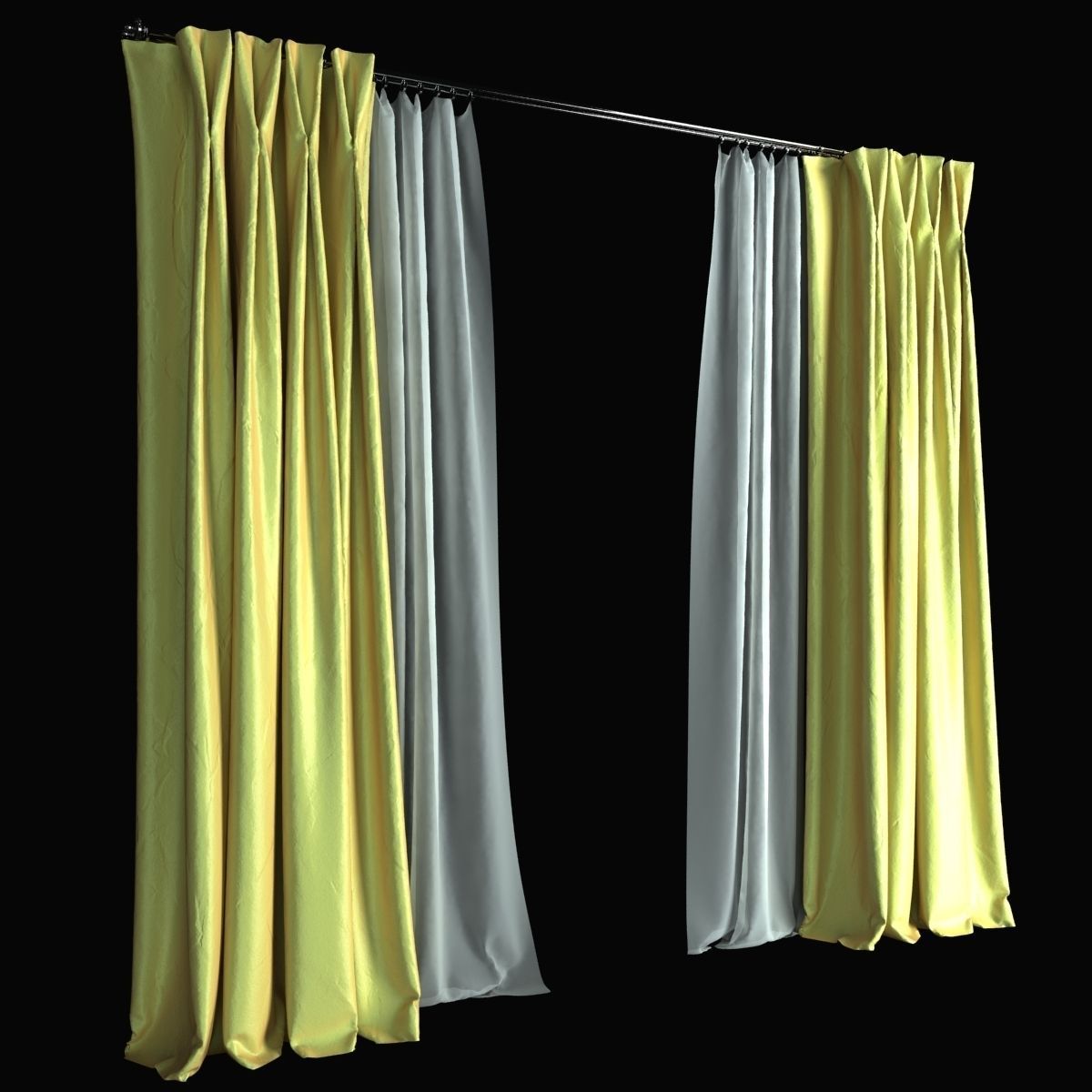 Double Pinch Pleat Curtains 3D model_4