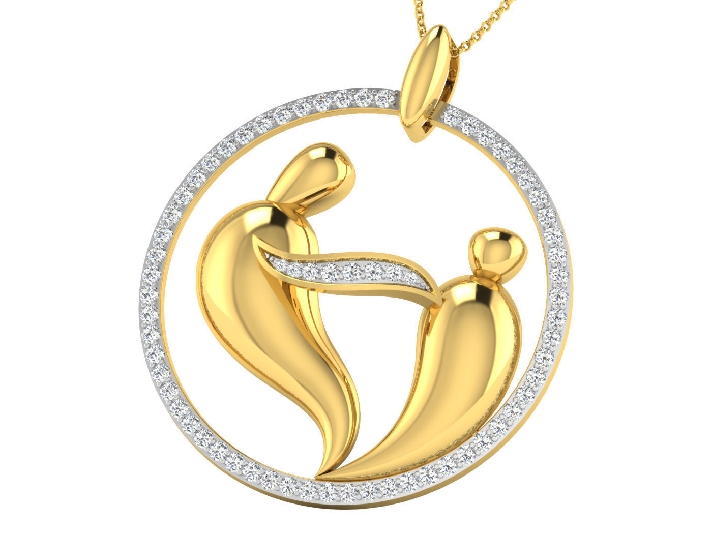 AFP00082 gold earring with diamonds 3D print model_2