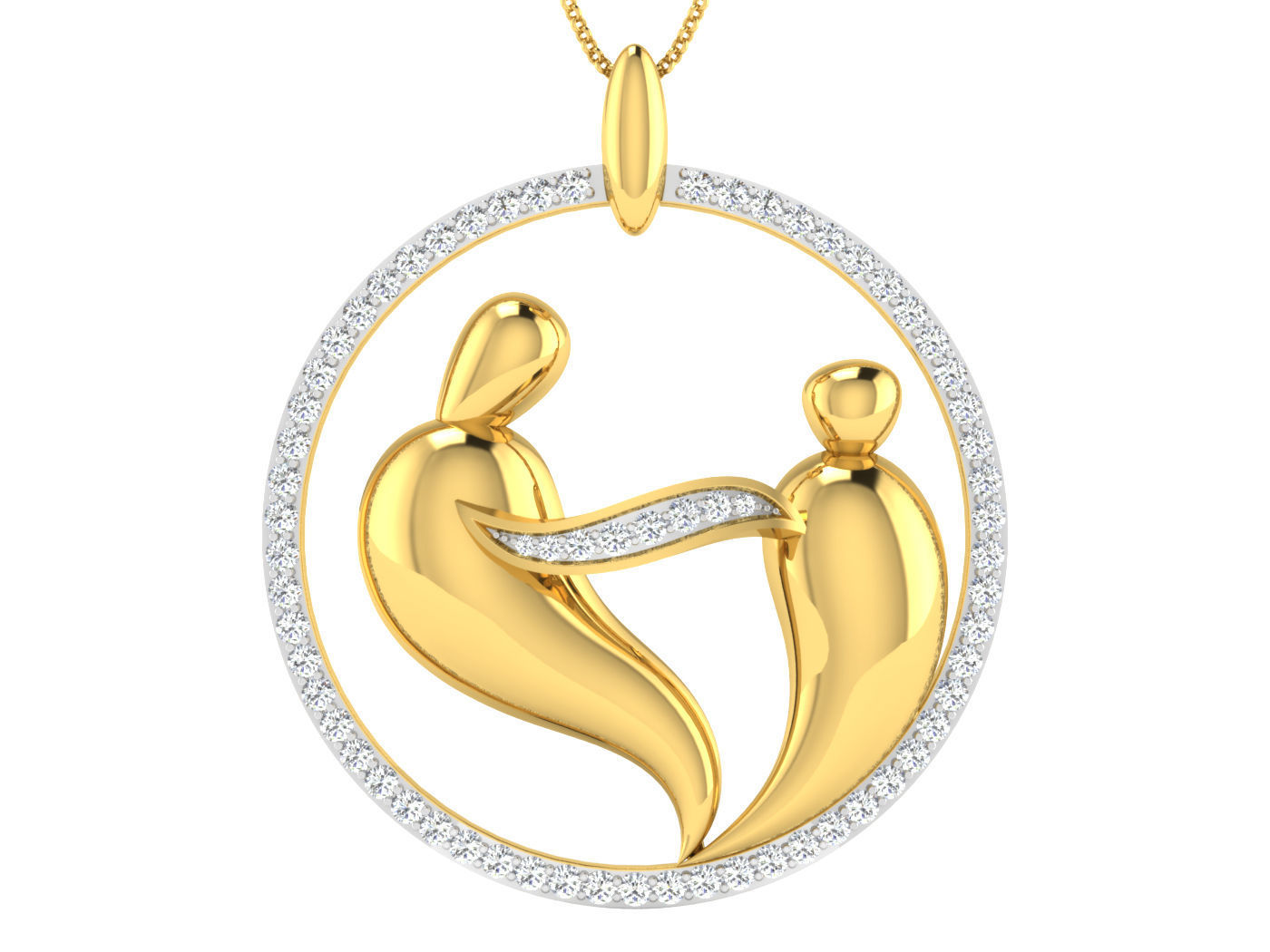 AFP00082 gold earring with diamonds 3D print model_4