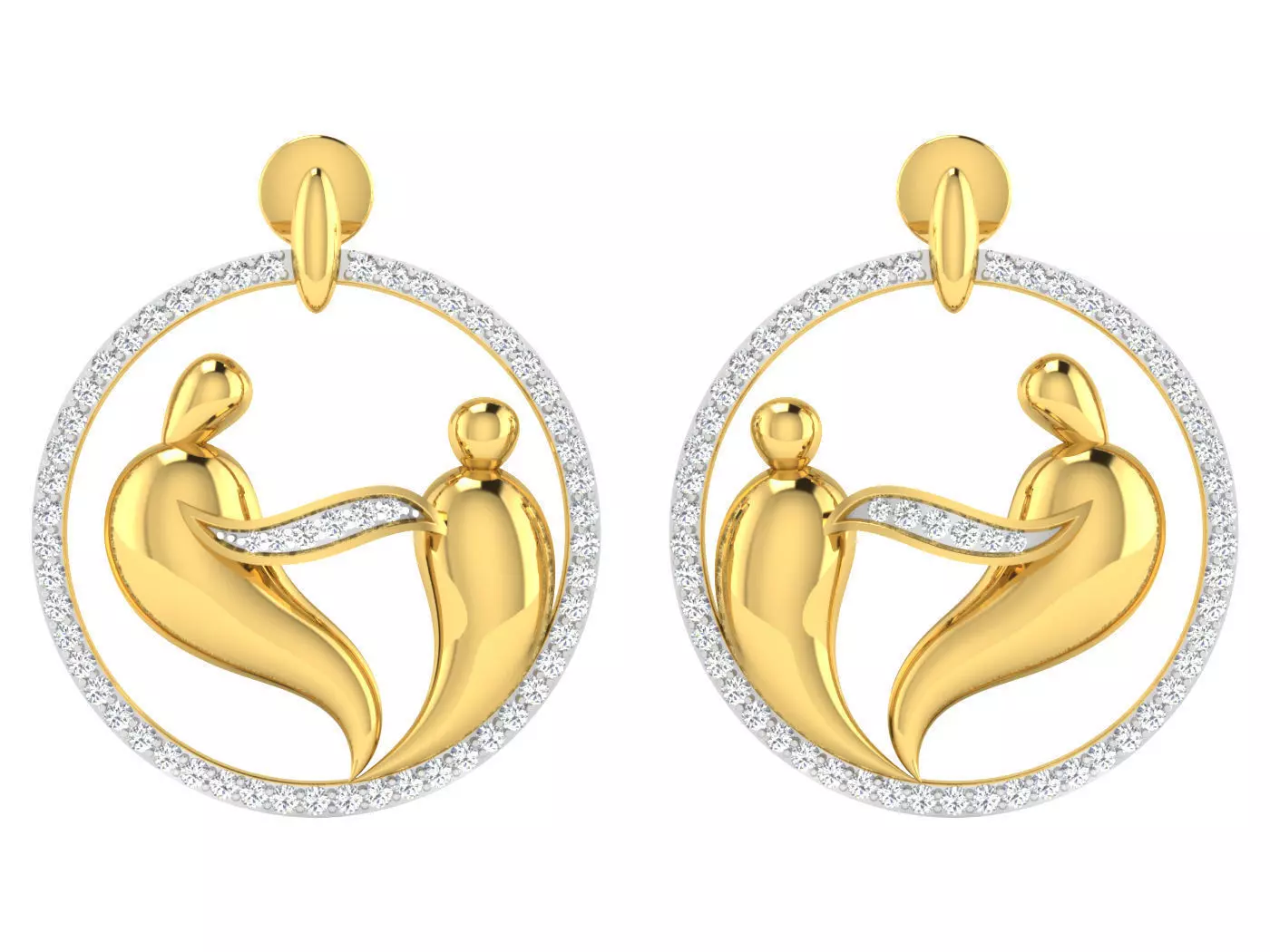 AFP00082 gold earring with diamonds 3D print model_0