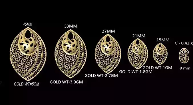 VR-PND2289 gold filigree earring sizes