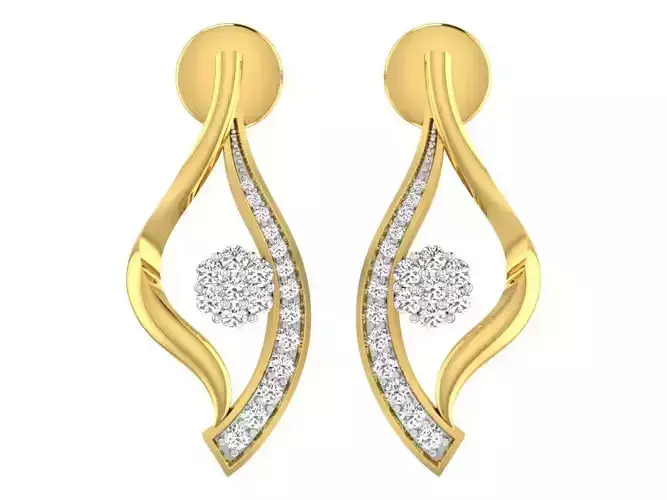 AFP00063 pair of gold earrings with diamonds