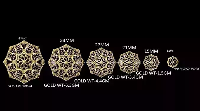 VR-PND2288 gold and silver ring size chart