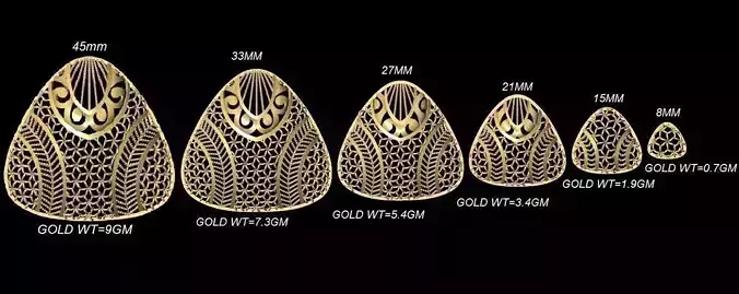 VR-PND2286 gold leaf nail art studs