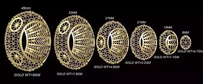 VR-PND2283 gold plated rings with different diameters and thicknesses