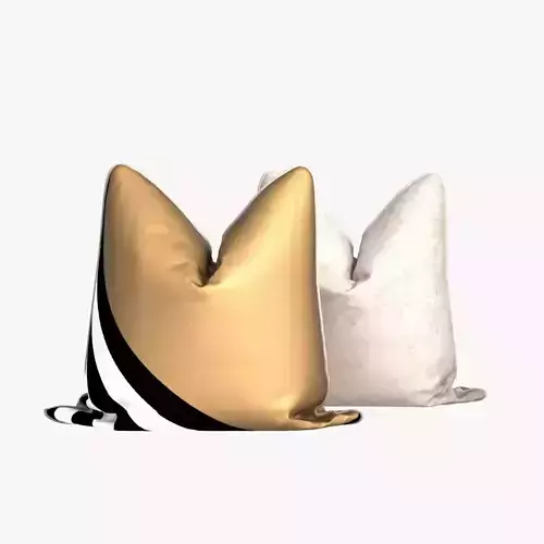 Pair of Gold Silk Striped Sleeve Throw Pillows