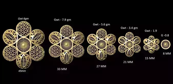 vr-pnd2263 gold plated flower pendants