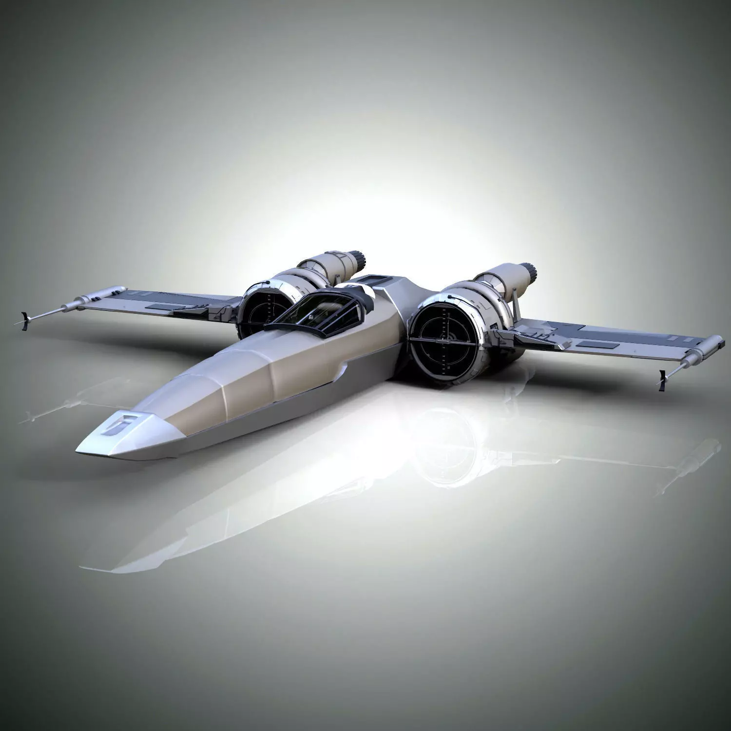 Spaceship star wars x - wing fighter 3D model_0