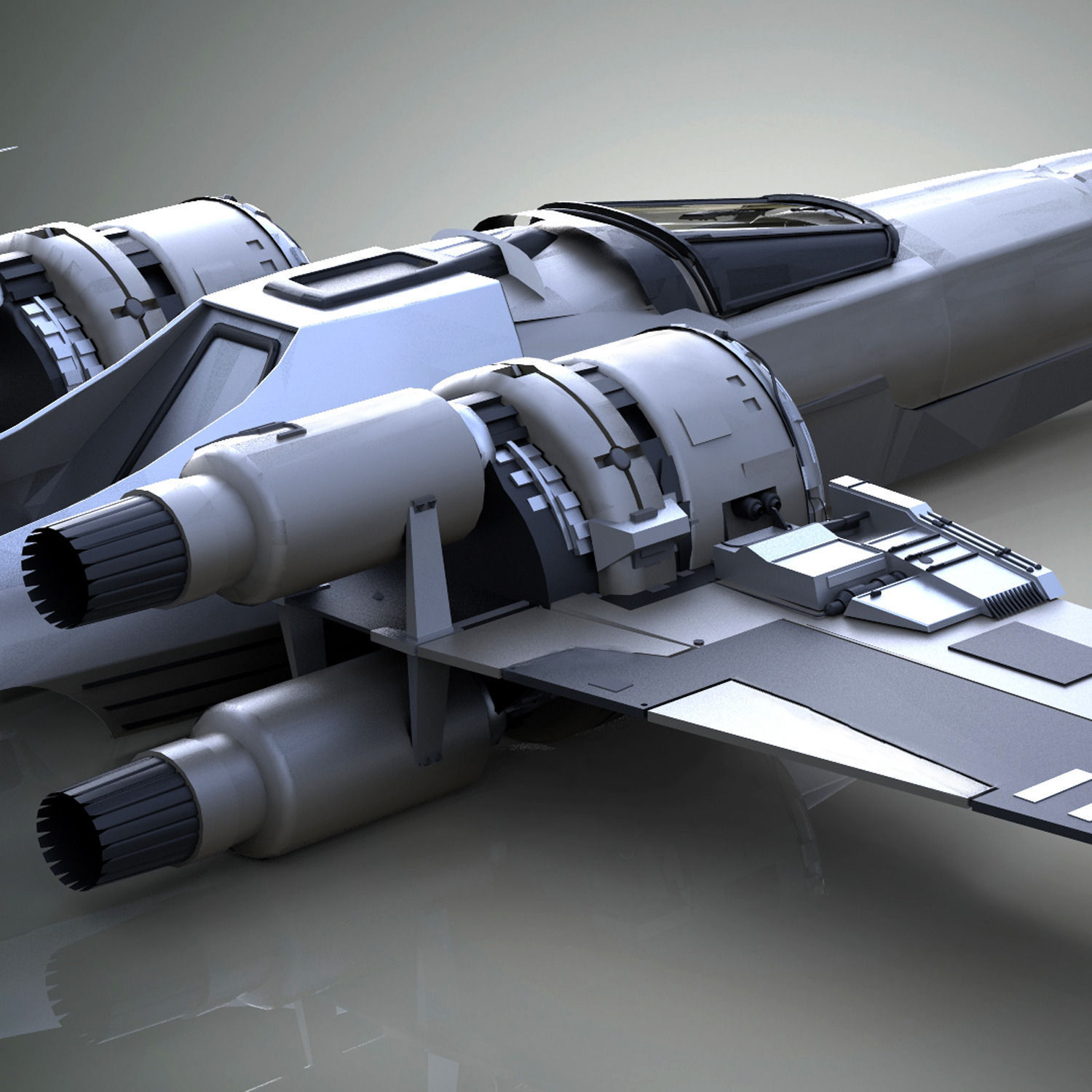 Spaceship star wars x - wing fighter 3D model_6