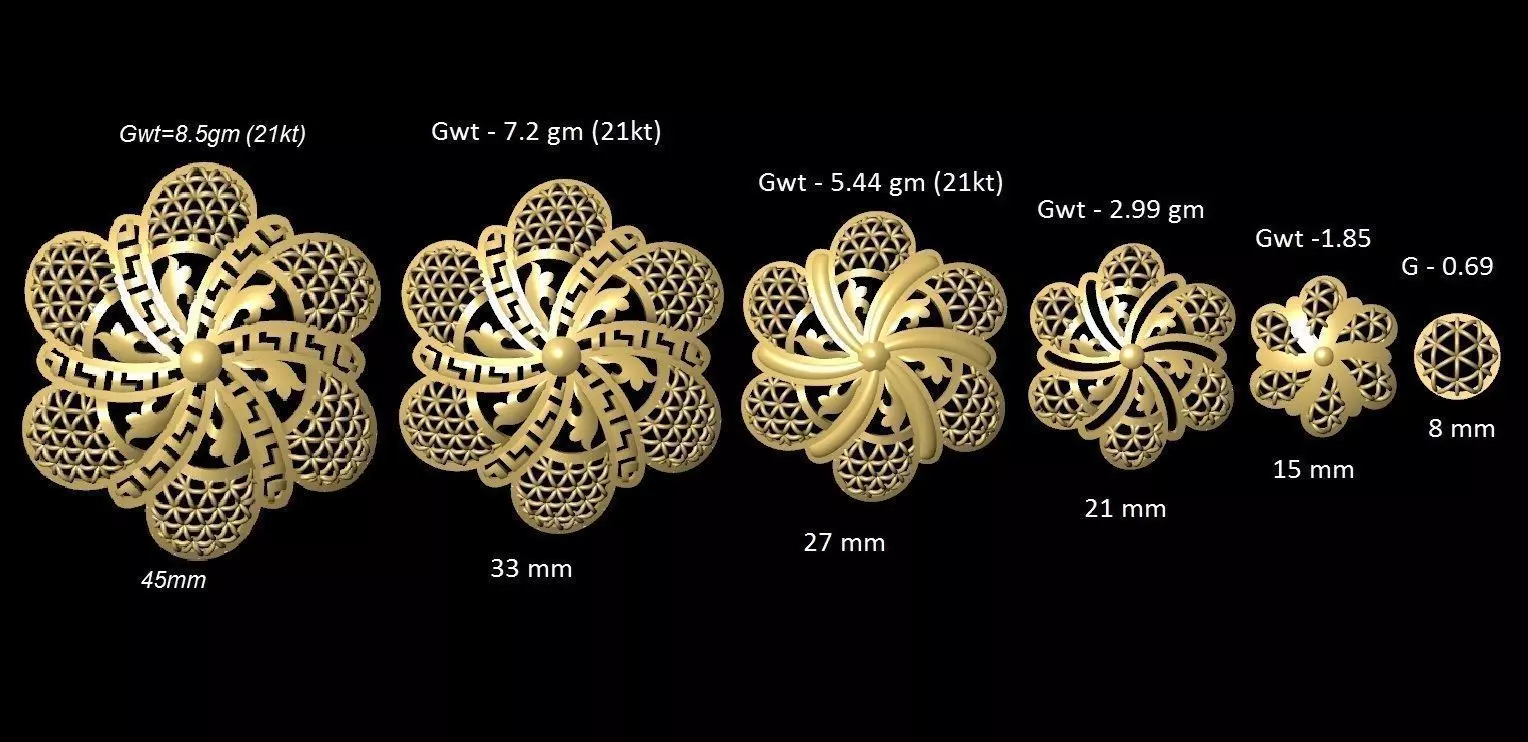 VR-PND2257 gold filigree flower 3D print model_0