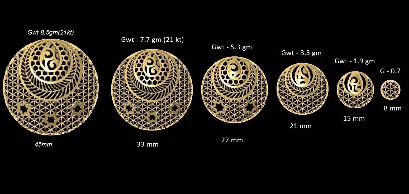 VR-PND2151 size of circle in gold 3D print model_0