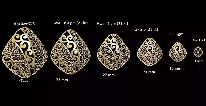 vr-pnd2093 earring size chart 3D print model