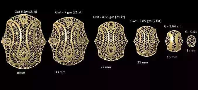vr-pnd2092 gold filigree ring size chart 3D print model
