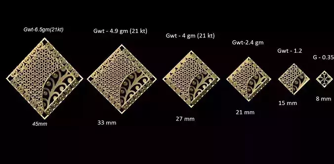 vr-pnd2091 set of gold diamonds 3D print model