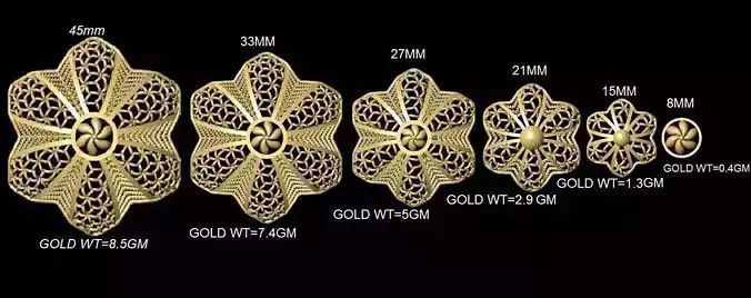 vr-pnd2089 gold flower 3D print model