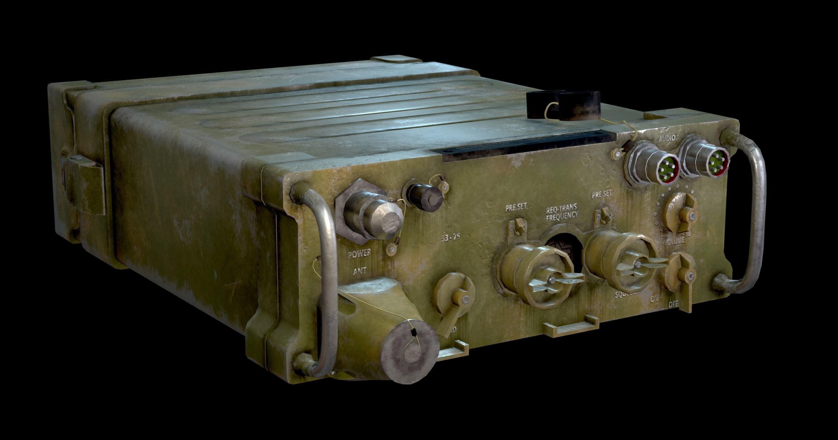 AN - PRC-77 Portable Radio Transceiver - Detailed Military Radio Low-poly 3D model_7