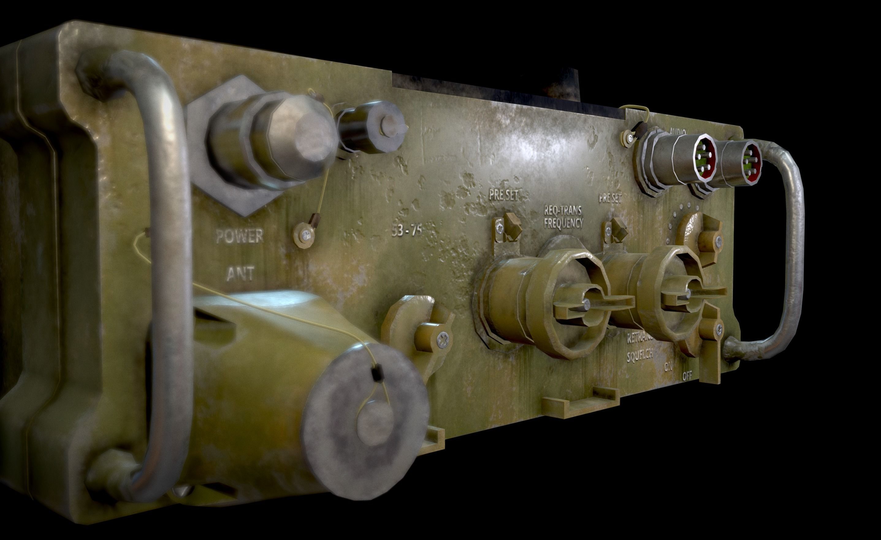 AN - PRC-77 Portable Radio Transceiver - Detailed Military Radio Low-poly 3D model_12