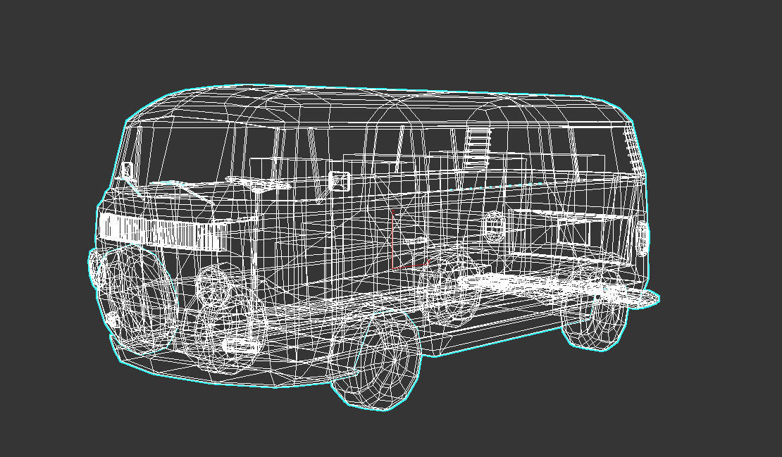 Low-Poly Cartoon VW Transporter Bus Low-poly 3D model_12