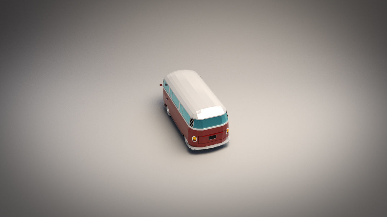 Low-Poly Cartoon VW Transporter Bus Low-poly 3D model_3
