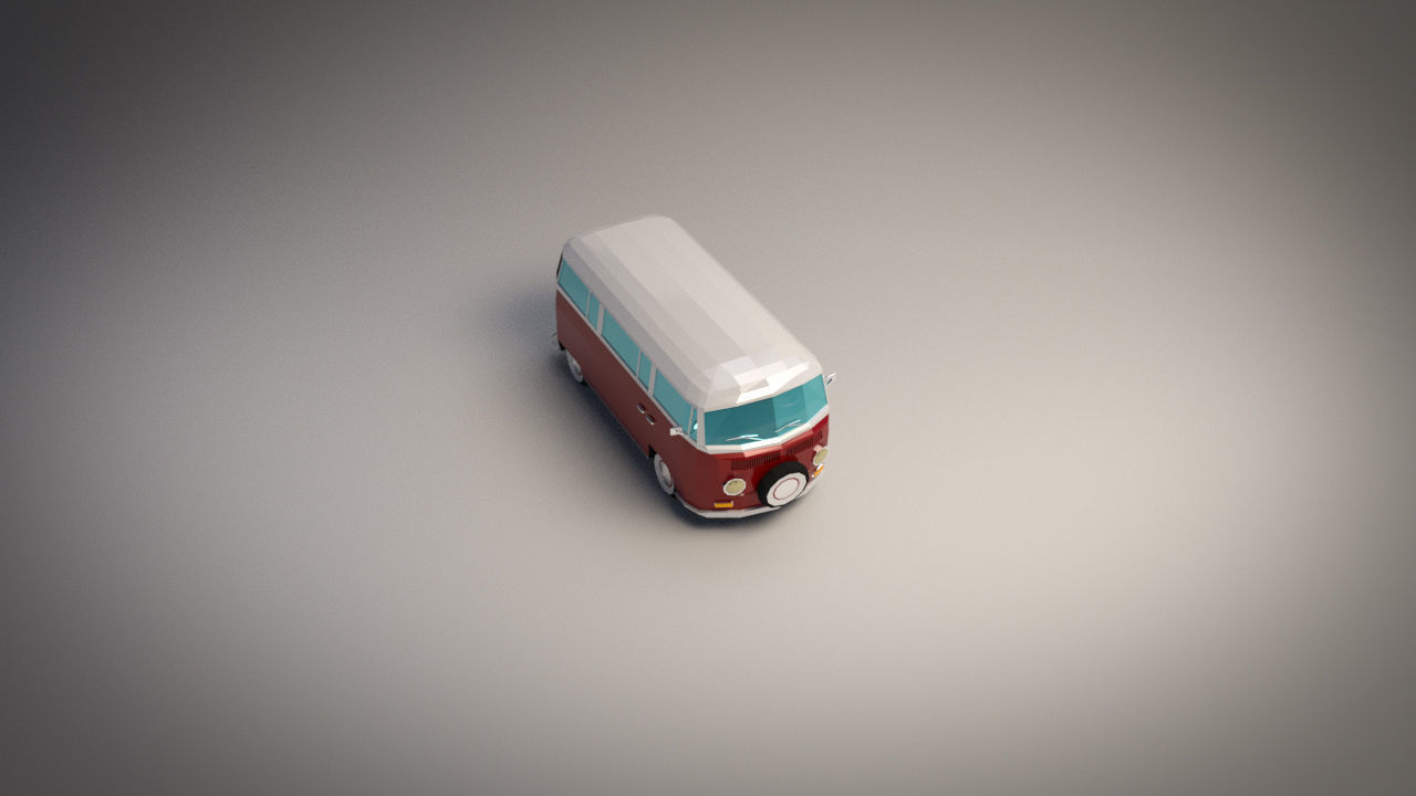 Low-Poly Cartoon VW Transporter Bus Low-poly 3D model_4