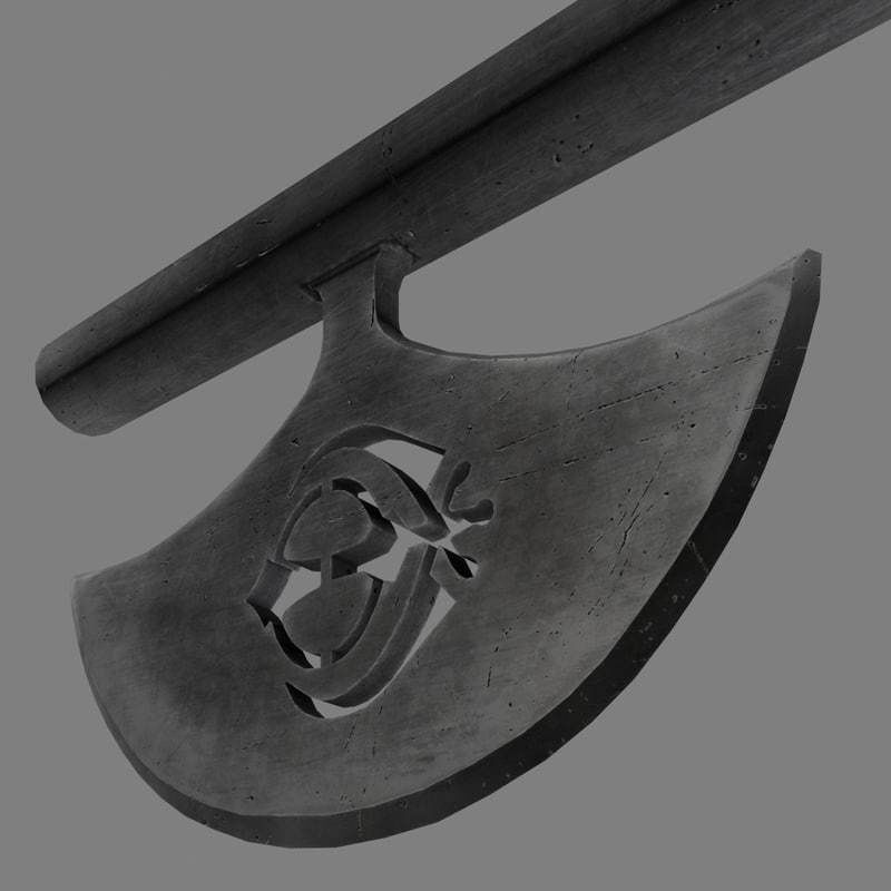Sikh symbol hatchet 3D model_8
