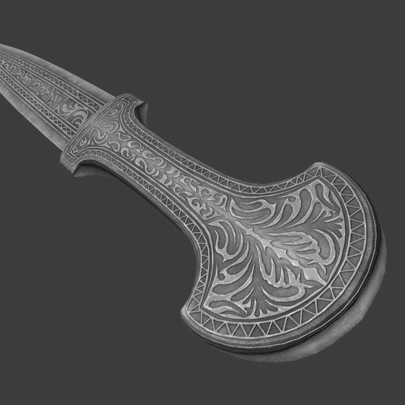 Solid silver dagger 3D model_7