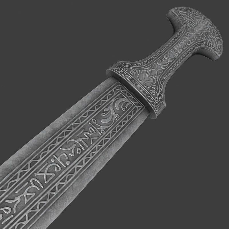 Solid silver dagger 3D model_5
