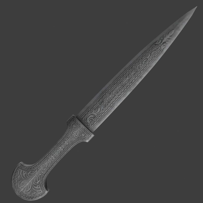 Solid silver dagger 3D model_11