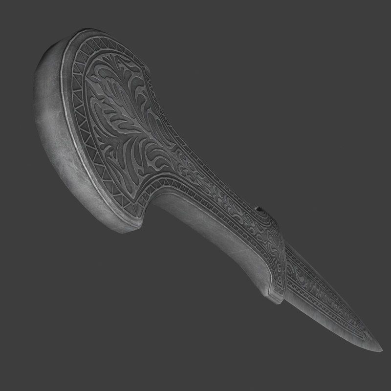 Solid silver dagger 3D model_8