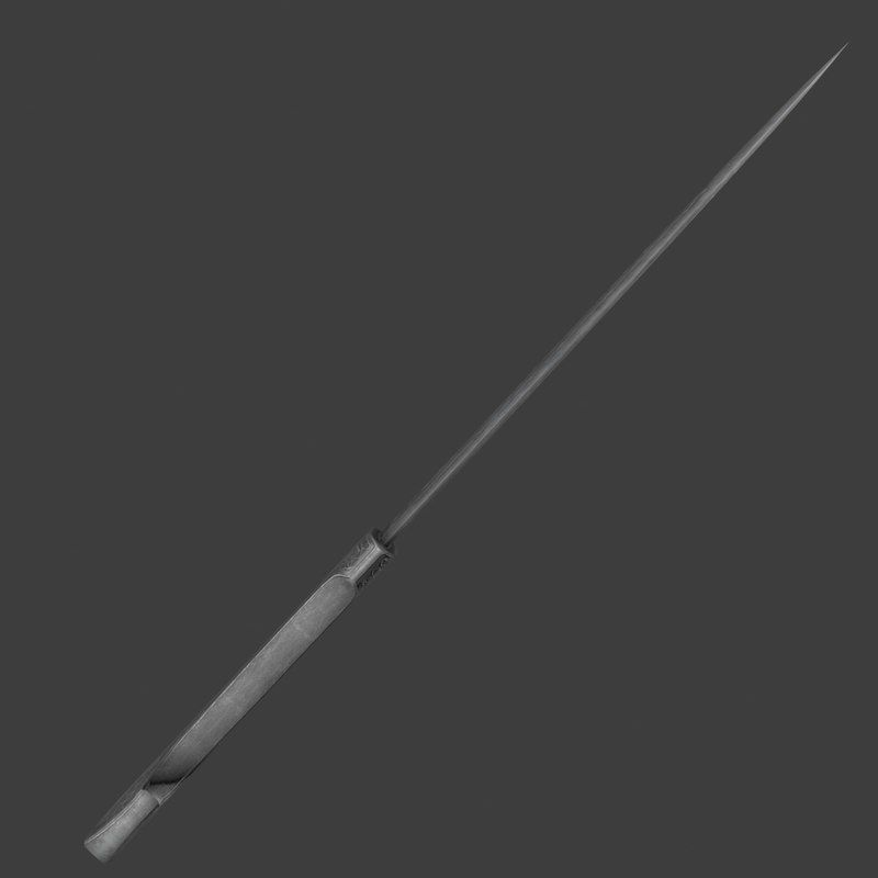 Solid silver dagger 3D model_10