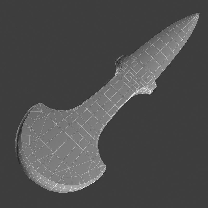 Solid silver dagger 3D model_3
