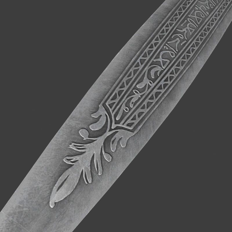 Solid silver dagger 3D model_4