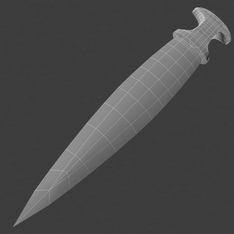 Solid silver dagger 3D model_2