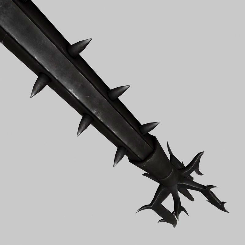 Spiked polearm 3D model_7