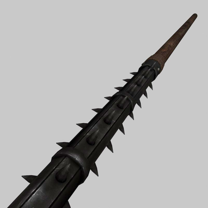 Spiked polearm 3D model_1
