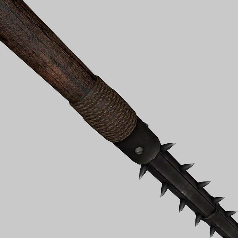 Spiked polearm 3D model_9