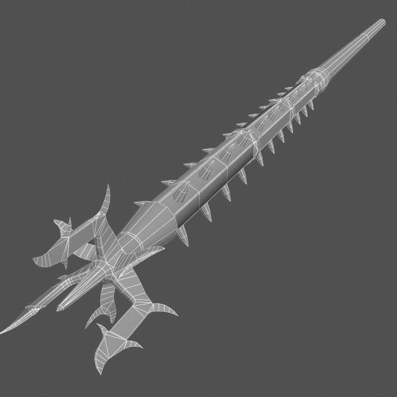 Spiked polearm 3D model_3
