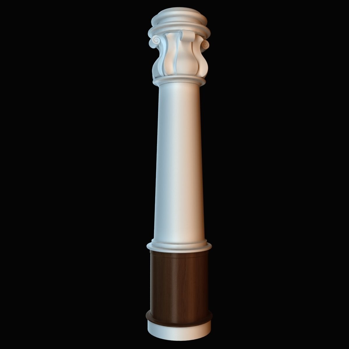 Column light post with wooden base 3D model_10