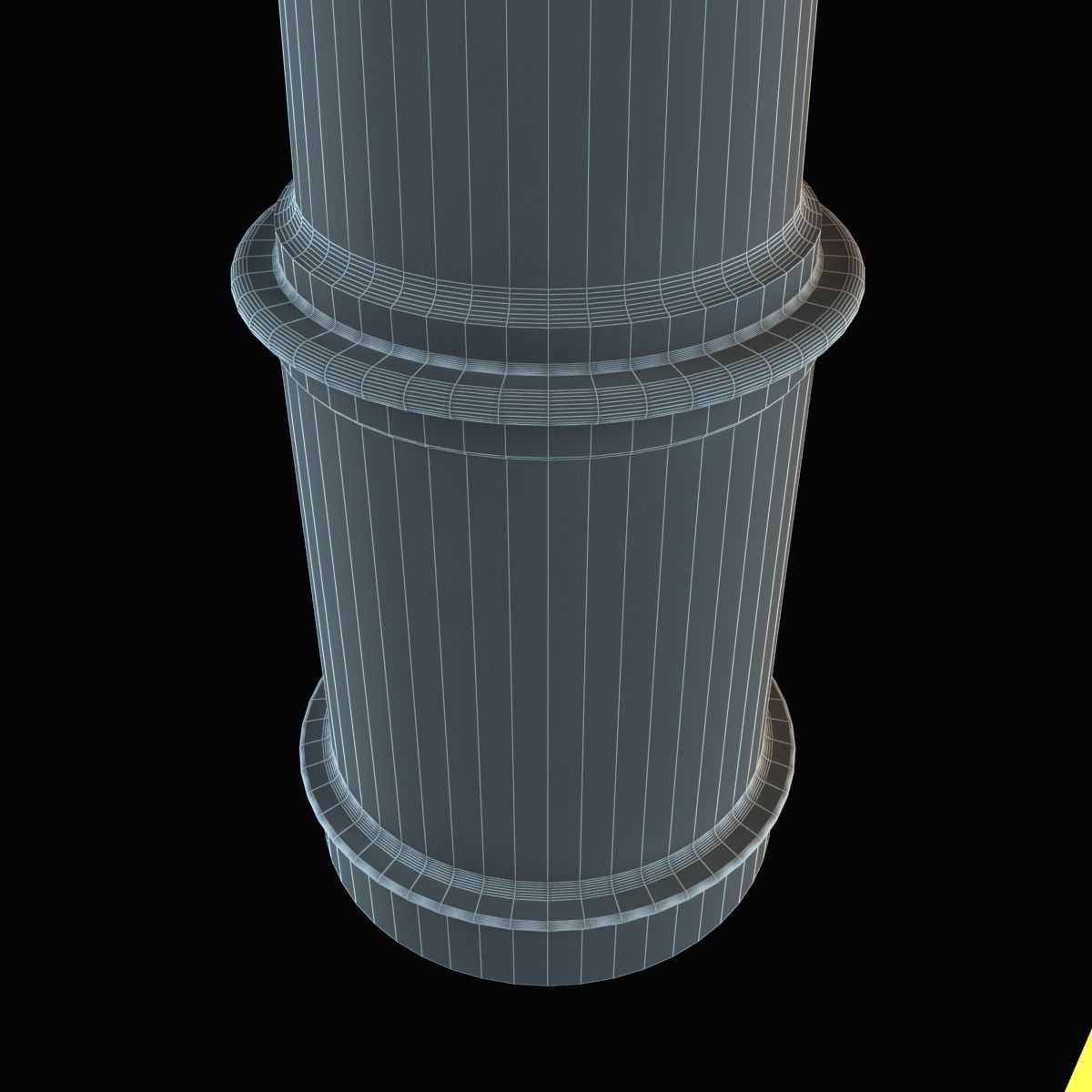 Column light post with wooden base 3D model_3
