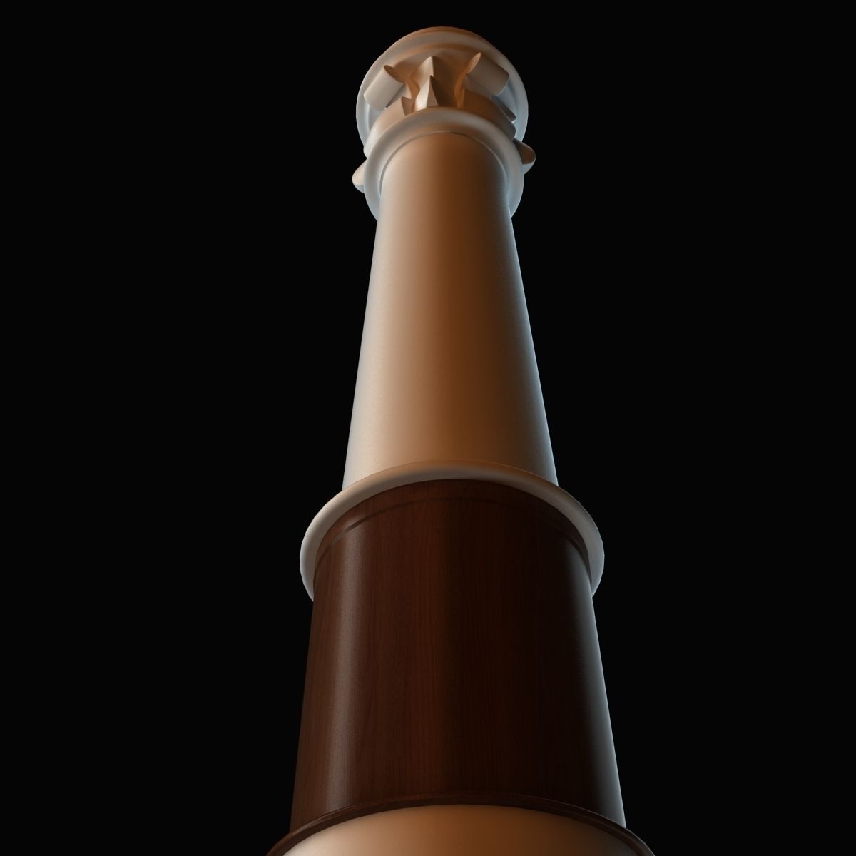 Column light post with wooden base 3D model_6