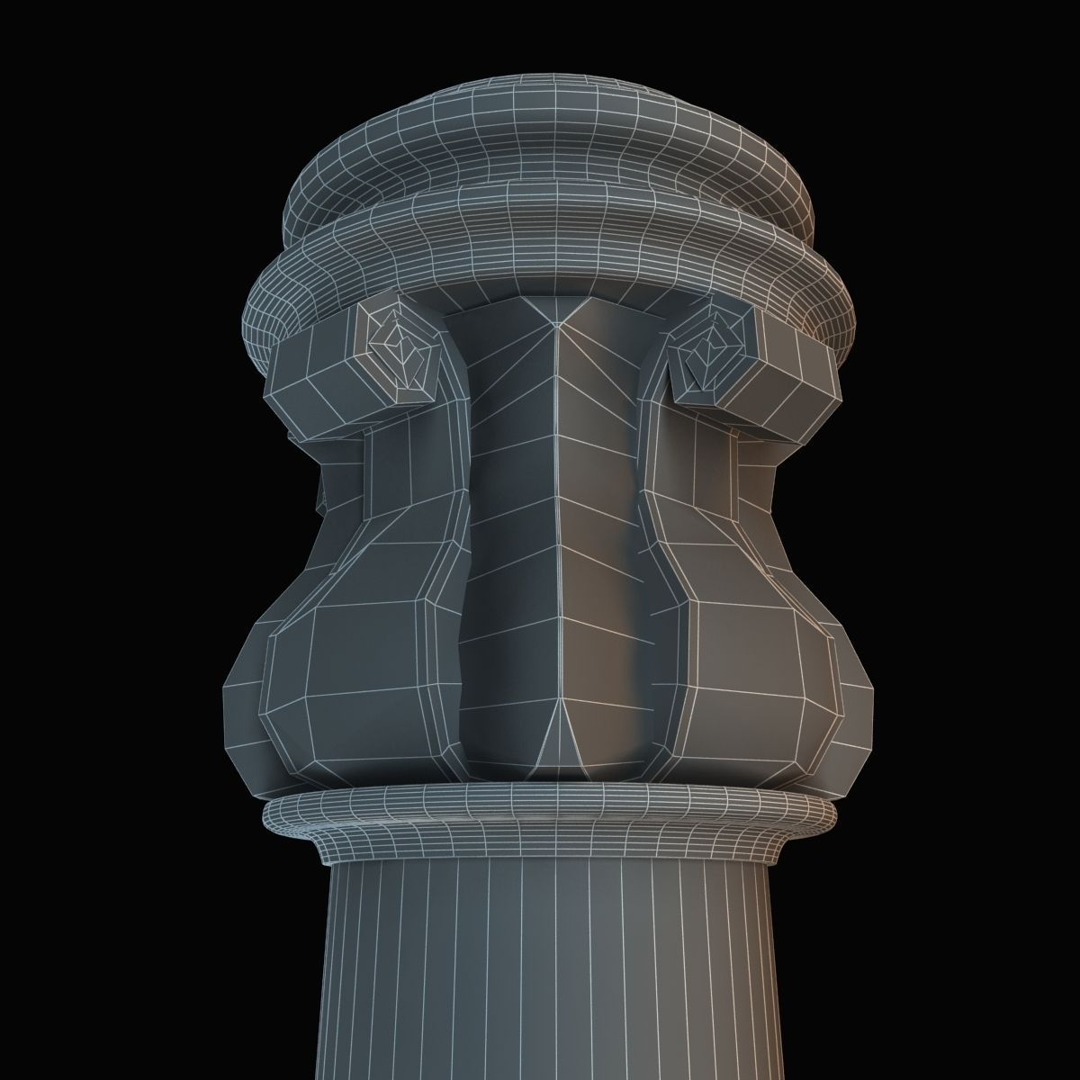Column light post with wooden base 3D model_1