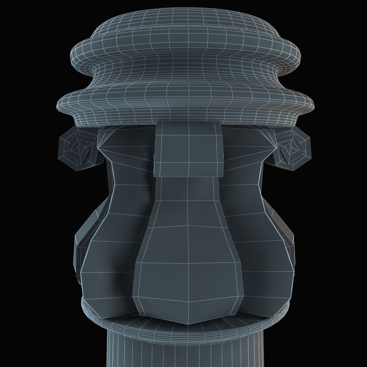 Column light post with wooden base 3D model_2