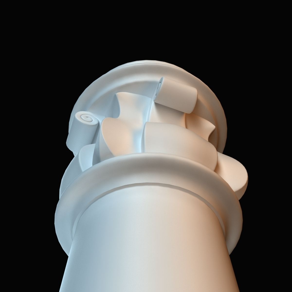 Column light post with wooden base 3D model_8