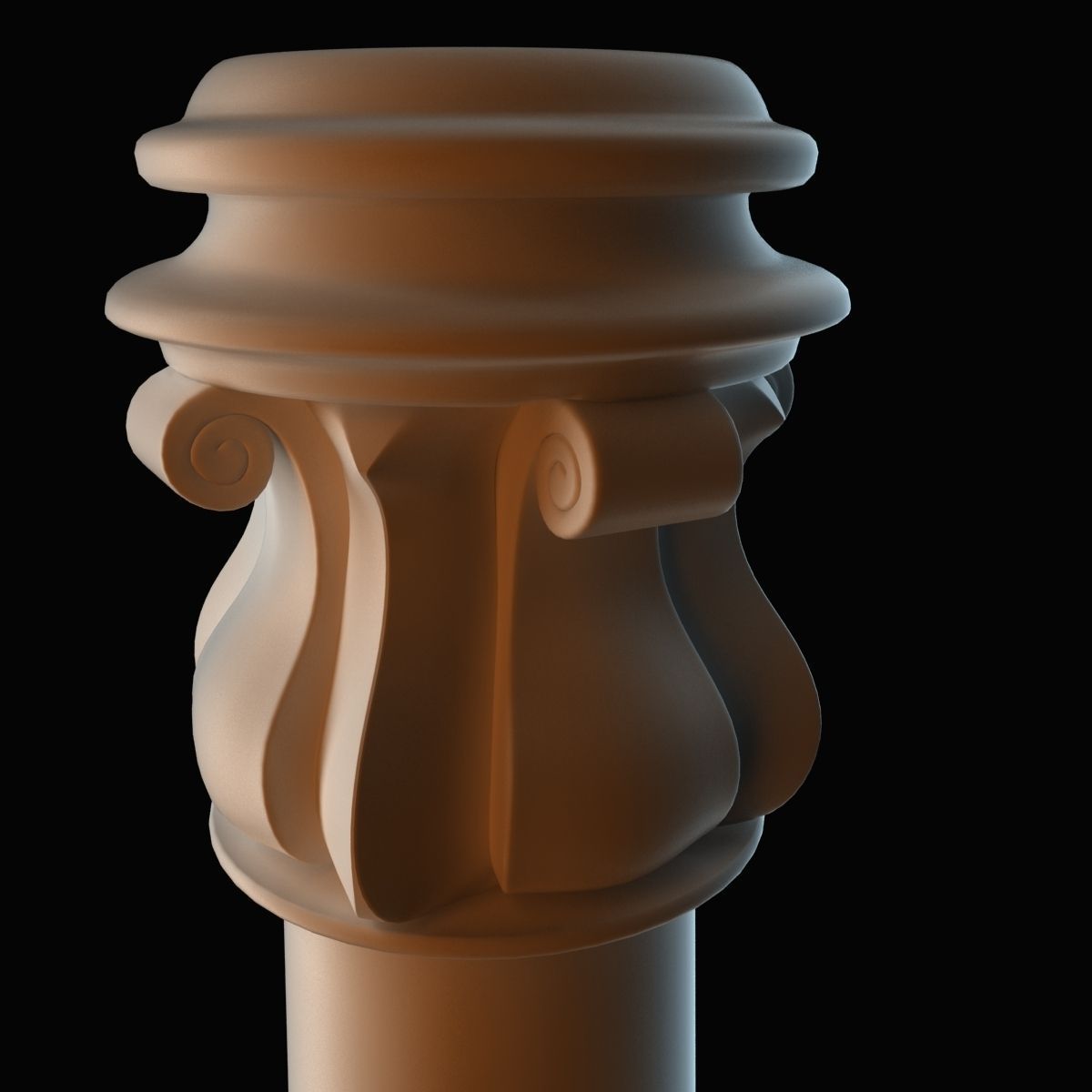 Column light post with wooden base 3D model_5