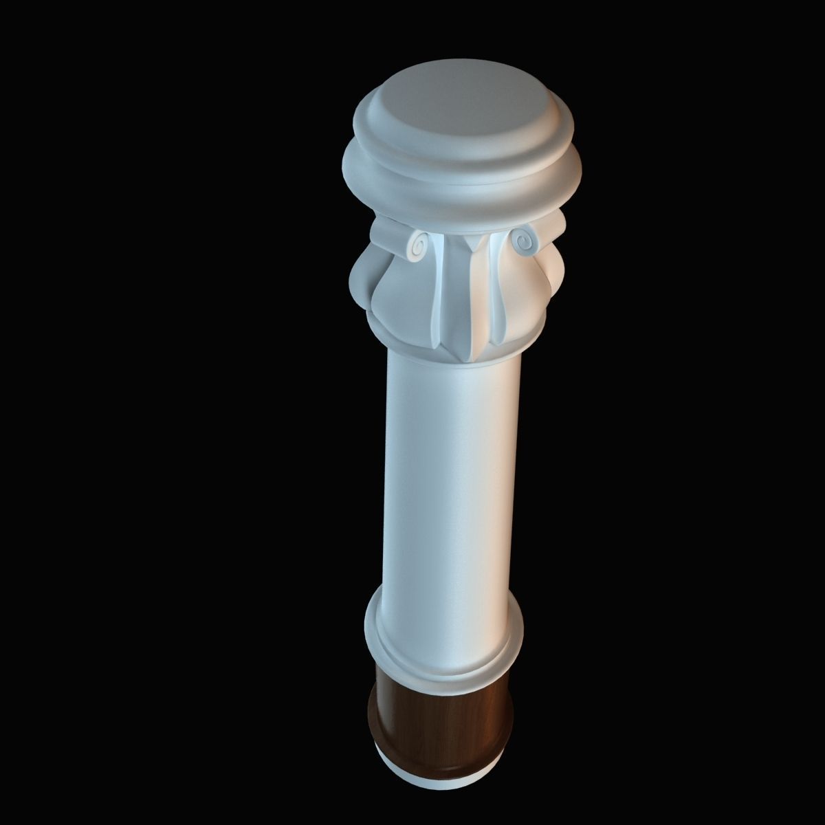 Column light post with wooden base 3D model_9