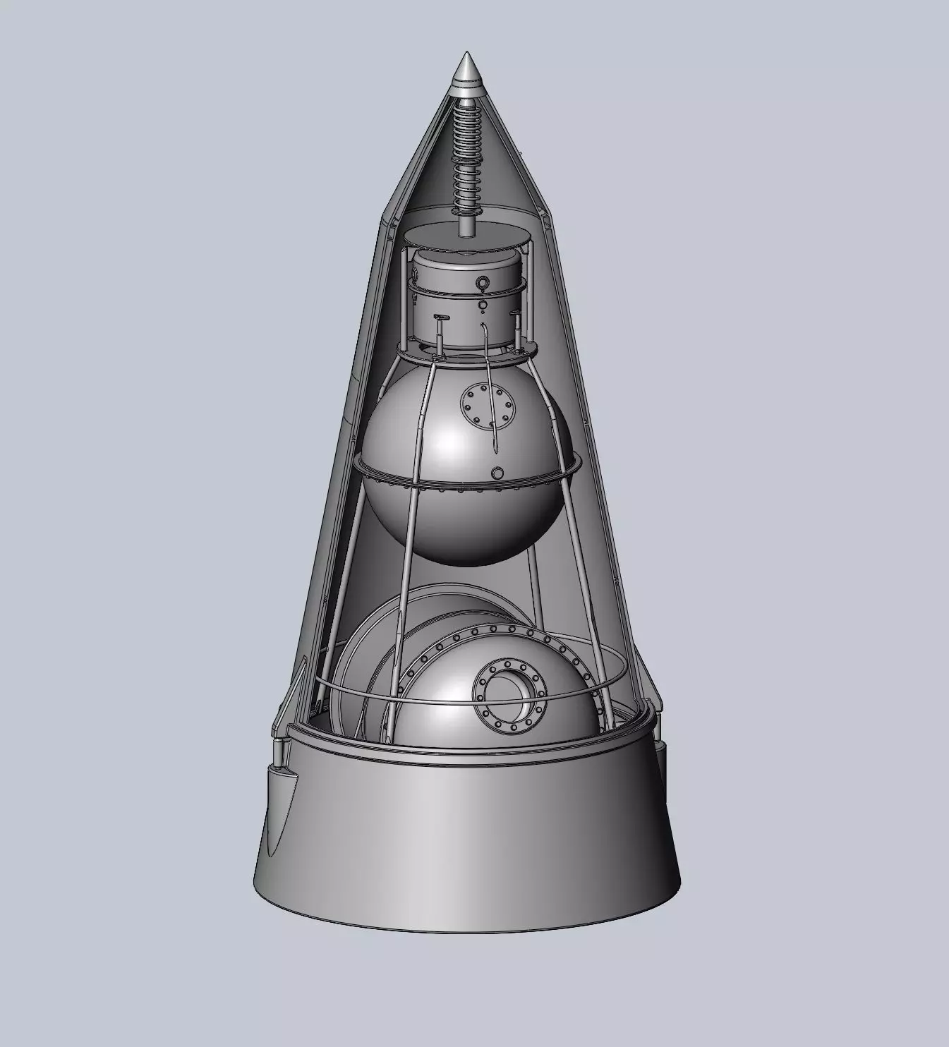 Sputnik 2 Laika Capsule Cutaway And Assembly Printable Model 3D print model